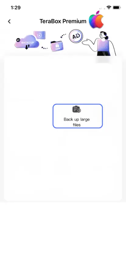 Large File Backup Feature Of Terabox For IOS