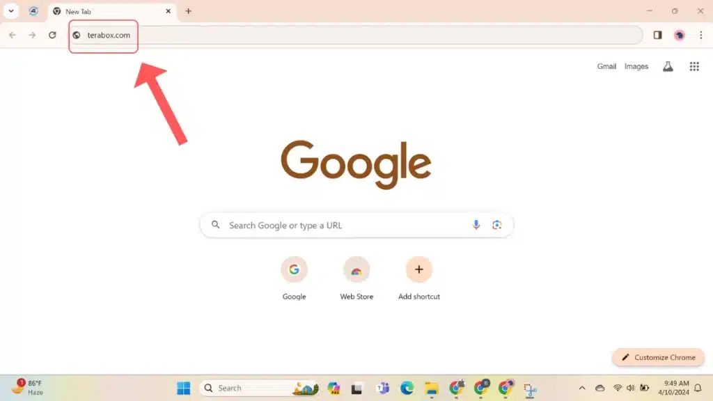 Search website on Chrome