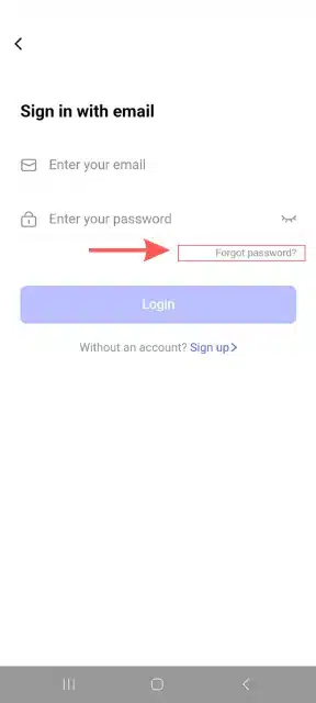 forgot password option of terabox app