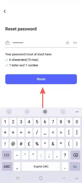 reset password option
